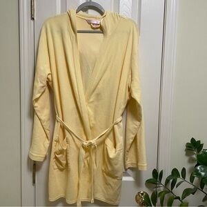 Victoria’s Secret butter yellow 100% Cotton waffle knit hooded robe M/L